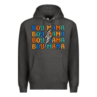 Charcoal Heather boy mama lightning bolt Premium Hoodie - MaliasSmallBusiness