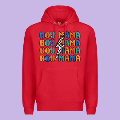 Boy Mama Lightning Bolt Premium Hoodie Designed By Maliassmallbusiness