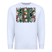 White baseball serape cowhide turquoise leopard glitter  brushstrokes Premium Sweatshirt - Artiststas