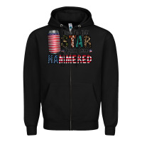 Black Star Spangled Hammered Zipper Hoodie - CowhideDigitalArt
