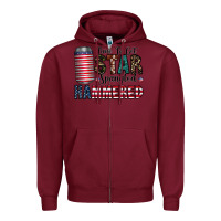 Burgundy Star Spangled Hammered Zipper Hoodie - CowhideDigitalArt