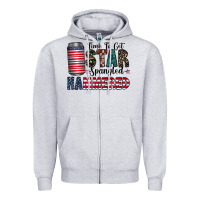 Heather Grey Star Spangled Hammered Zipper Hoodie - CowhideDigitalArt