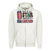 Oatmeal Heather Star Spangled Hammered Zipper Hoodie - CowhideDigitalArt