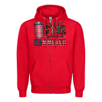 Red Star Spangled Hammered Zipper Hoodie - CowhideDigitalArt