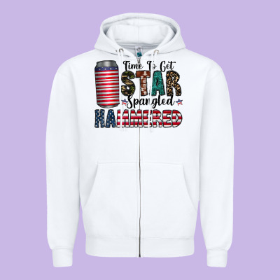 Star Spangled Hammered Zipper Hoodie Designed By Cowhidedigitalart