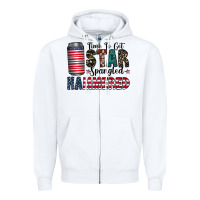 White Star Spangled Hammered Zipper Hoodie - CowhideDigitalArt
