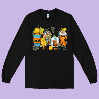 Lacrosse Coffee Cups Long Sleeve Tee Designed By Zillion Design Studio