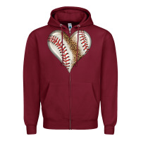 Burgundy baseball heart Zipper Hoodie - HRA Design Shop