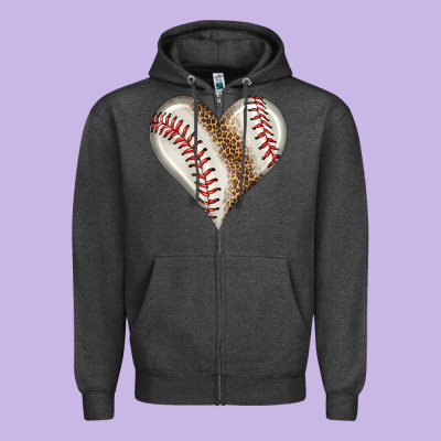 Baseball Heart Zipper Hoodie Designed By Hra Design Shop