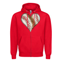 Red baseball heart Zipper Hoodie - HRA Design Shop