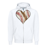 White baseball heart Zipper Hoodie - HRA Design Shop