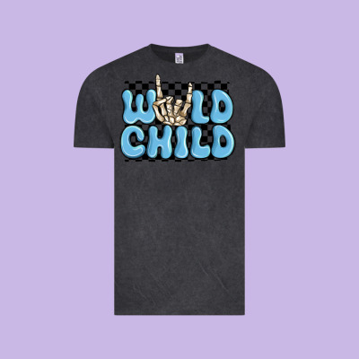Vintage Tee wild child blue skeleton