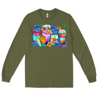 Army Green stitch summer coffee cups Long Sleeve Tee - Zillion Design Studio