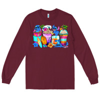 Burgundy stitch summer coffee cups Long Sleeve Tee - Zillion Design Studio
