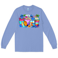 Colony Blue stitch summer coffee cups Long Sleeve Tee - Zillion Design Studio