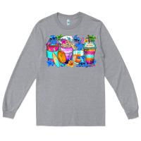 Heather Grey stitch summer coffee cups Long Sleeve Tee - Zillion Design Studio