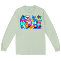 Matcha stitch summer coffee cups Long Sleeve Tee - Zillion Design Studio