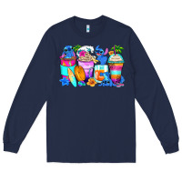 Navy stitch summer coffee cups Long Sleeve Tee - Zillion Design Studio