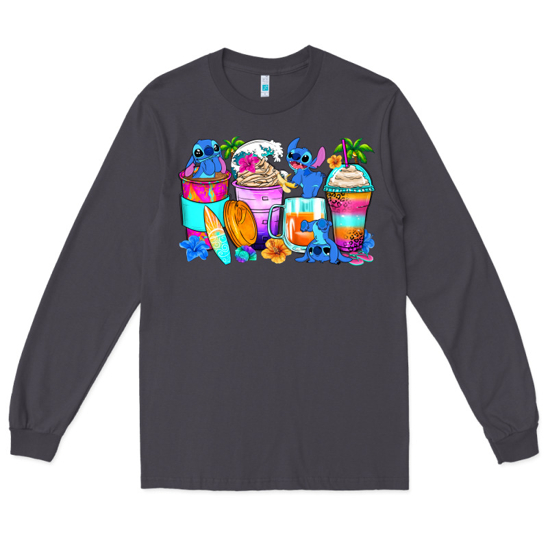 Stitch Summer Coffee Cups Long Sleeve Tee by Zillion Design Studio | Teevron