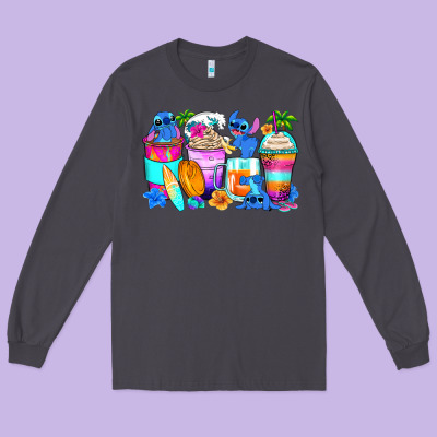 Stitch Summer Coffee Cups Long Sleeve Tee Designed By Zillion Design Studio