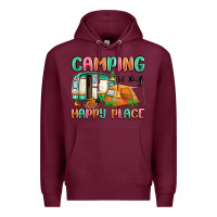 Burgundy camping is my happy place Premium Hoodie - MaliasSmallBusiness
