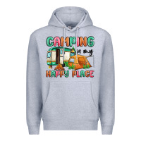 Heather Grey camping is my happy place Premium Hoodie - MaliasSmallBusiness