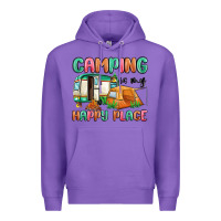 Purple camping is my happy place Premium Hoodie - MaliasSmallBusiness