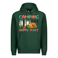 Sports Green camping is my happy place Premium Hoodie - MaliasSmallBusiness