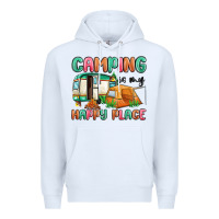 White camping is my happy place Premium Hoodie - MaliasSmallBusiness