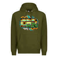 Army Green Kansas map sunflower catus serape Premium Hoodie - RanaPortraitStore