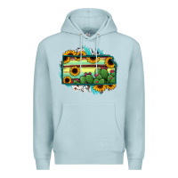 Blue Mist Kansas map sunflower catus serape Premium Hoodie - RanaPortraitStore