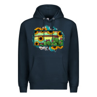 Navy Kansas map sunflower catus serape Premium Hoodie - RanaPortraitStore