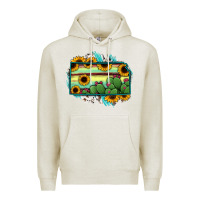 Oatmeal Heather Kansas map sunflower catus serape Premium Hoodie - RanaPortraitStore