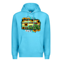 Ocean Blue Kansas map sunflower catus serape Premium Hoodie - RanaPortraitStore