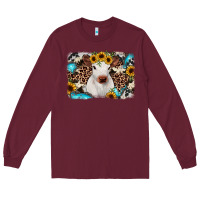 Burgundy cowhide leopard calf Long Sleeve Tee - RanaPortraitStore
