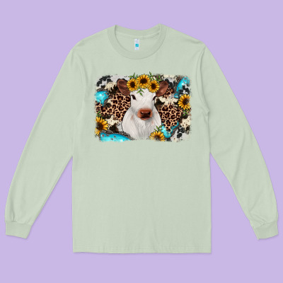 Cowhide Leopard Calf Long Sleeve Tee Designed By Ranaportraitstore