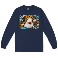 Navy cowhide leopard calf Long Sleeve Tee - RanaPortraitStore