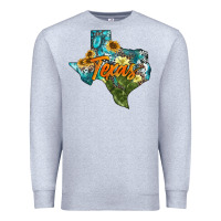 Heather Grey western texas map Premium Sweatshirt - AdoDesignShop