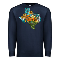 Navy western texas map Premium Sweatshirt - AdoDesignShop