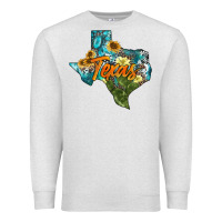 Oatmeal Heather western texas map Premium Sweatshirt - AdoDesignShop