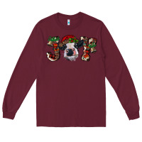 Burgundy christmas joy with heifer cow Long Sleeve Tee - RanaPortraitStore