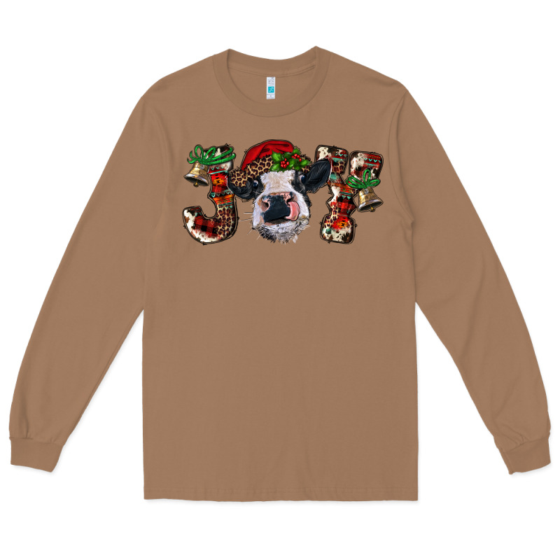 Christmas Joy With Heifer Cow Long Sleeve Tee by RanaPortraitStore | Teevron