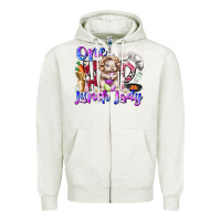 Oatmeal Heather one hop lunch day Zipper Hoodie - RacoonDesign