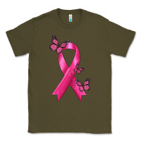 Army Green Breast Cancer Ribbon with Butterfly Classic Tee - texasbilliewilder