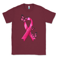 Burgundy Breast Cancer Ribbon with Butterfly Classic Tee - texasbilliewilder