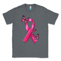 Charcoal Heather Breast Cancer Ribbon with Butterfly Classic Tee - texasbilliewilder