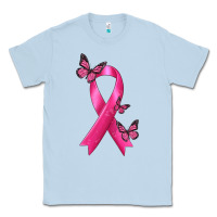 Dusty Blue Breast Cancer Ribbon with Butterfly Classic Tee - texasbilliewilder