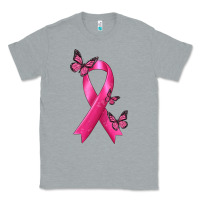 Heather Grey Breast Cancer Ribbon with Butterfly Classic Tee - texasbilliewilder