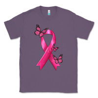 Lavender Breast Cancer Ribbon with Butterfly Classic Tee - texasbilliewilder
