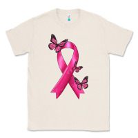 Natural Breast Cancer Ribbon with Butterfly Classic Tee - texasbilliewilder